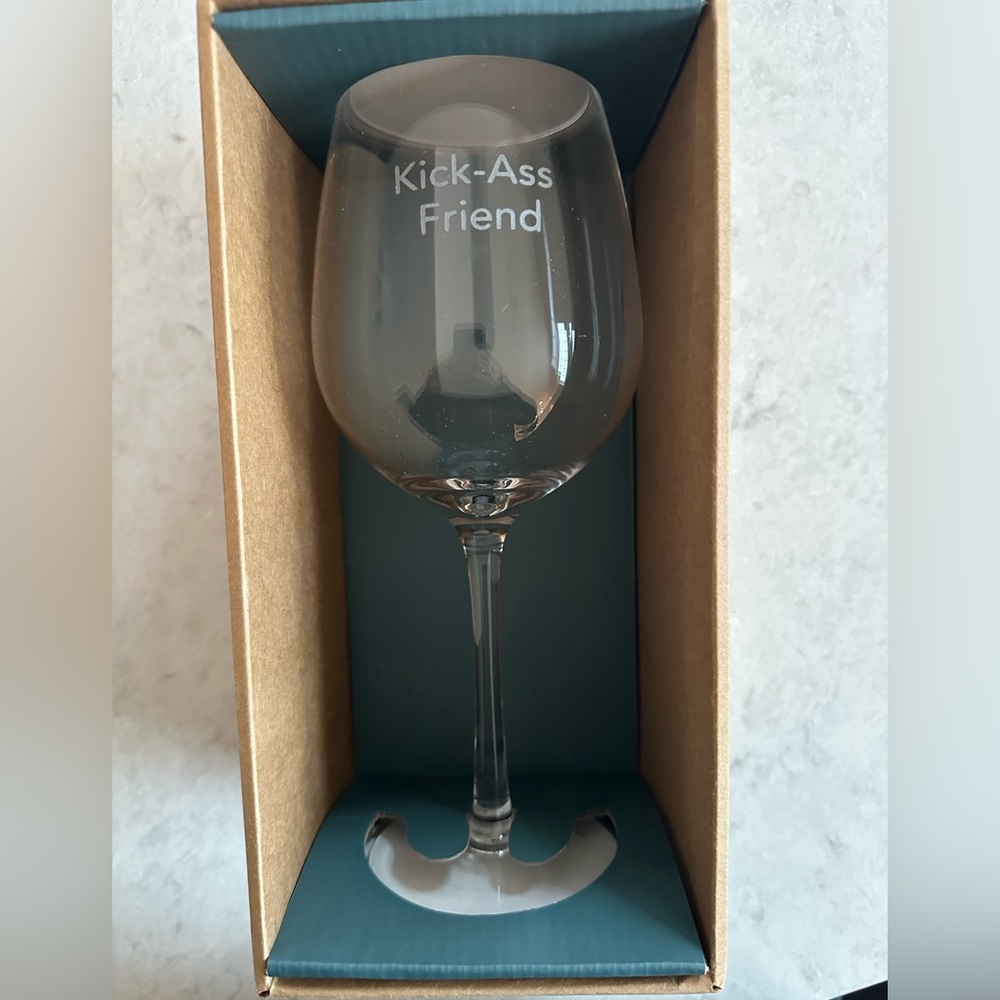 Hallmark “kick ass friend” wine glass gift